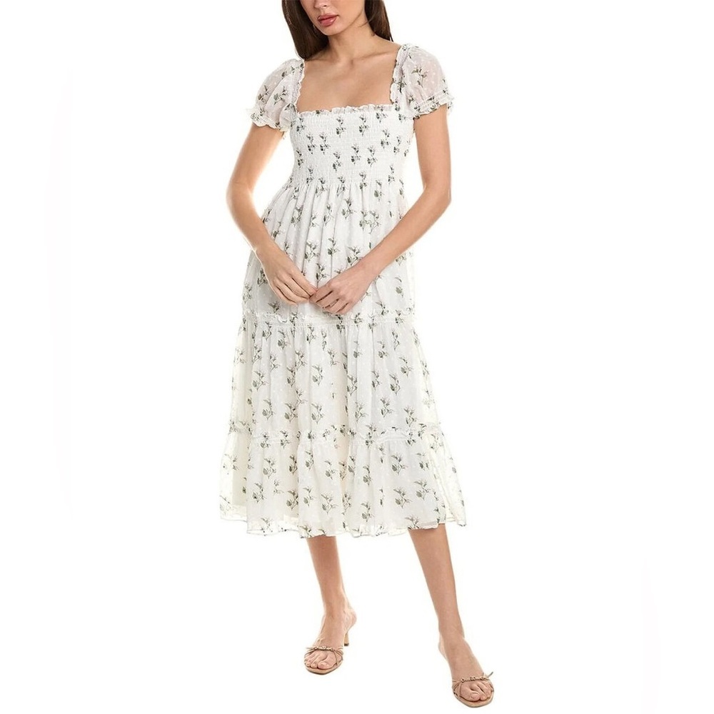 O.P.T Cypress Floral Smocked Midi Dress NWT